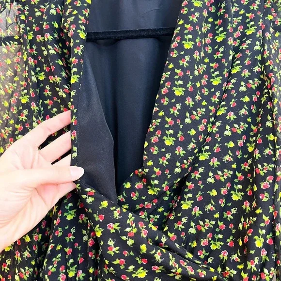 Caroline Constas 100% Silk Vivian Winter Floral V Neck Designer Maxi Dress XS - Picture 8 of 10